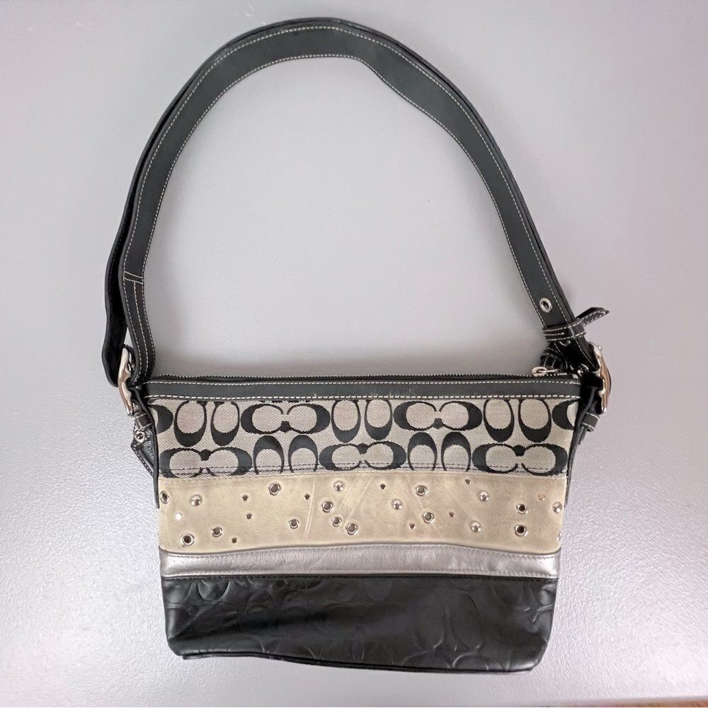 COACH DUFFLE SUEDE BLACK CANVAS LEATHER J0820-F13078 WOMENS